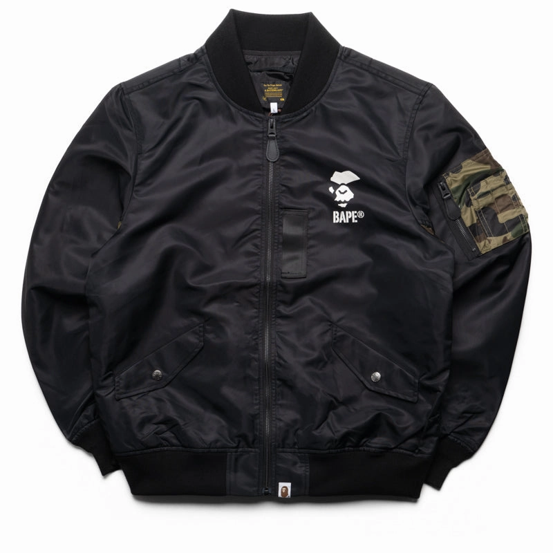 A Bathing Ape 1st Camo Bomber Jacket - Black Waterproof Wear Windproof Wear