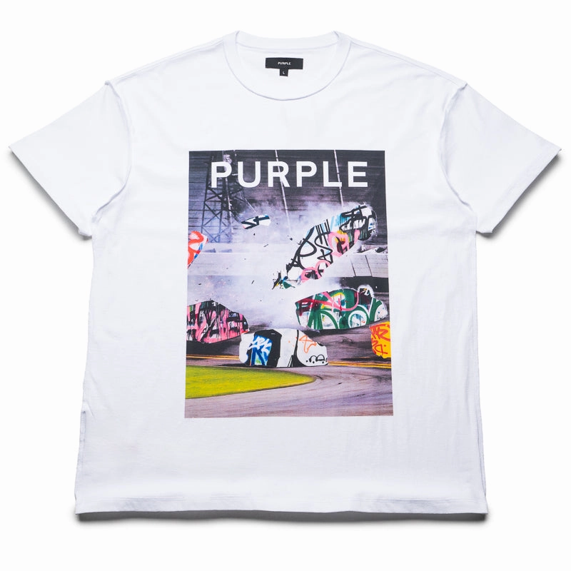 anniversary Purple Brand Textured Inside Out Tee - White