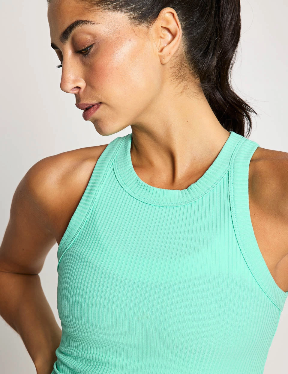 Taped Necklines Harmony Ribbed Tank - Teal