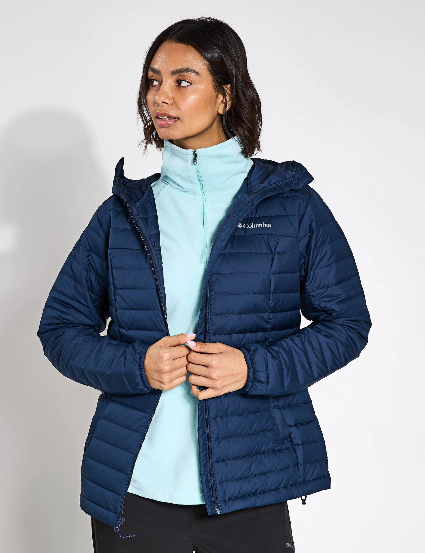 Silver Falls II Hooded Insulated Jacket - Collegiate Navy Down Stuffed Leather Bits