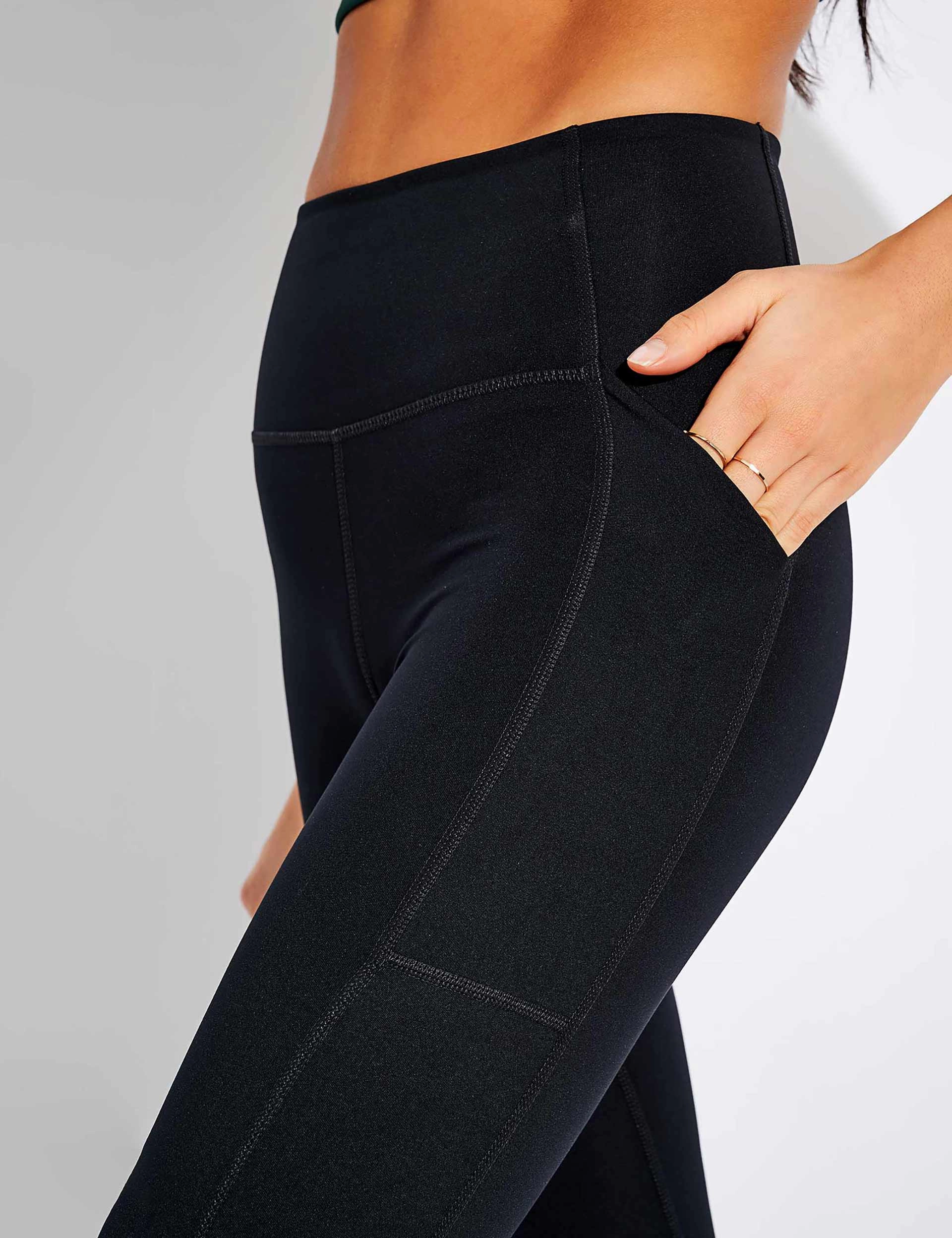 Minimal Fit Durable Stitch Work Commute High Waisted 7/8 Pocket Legging - Black