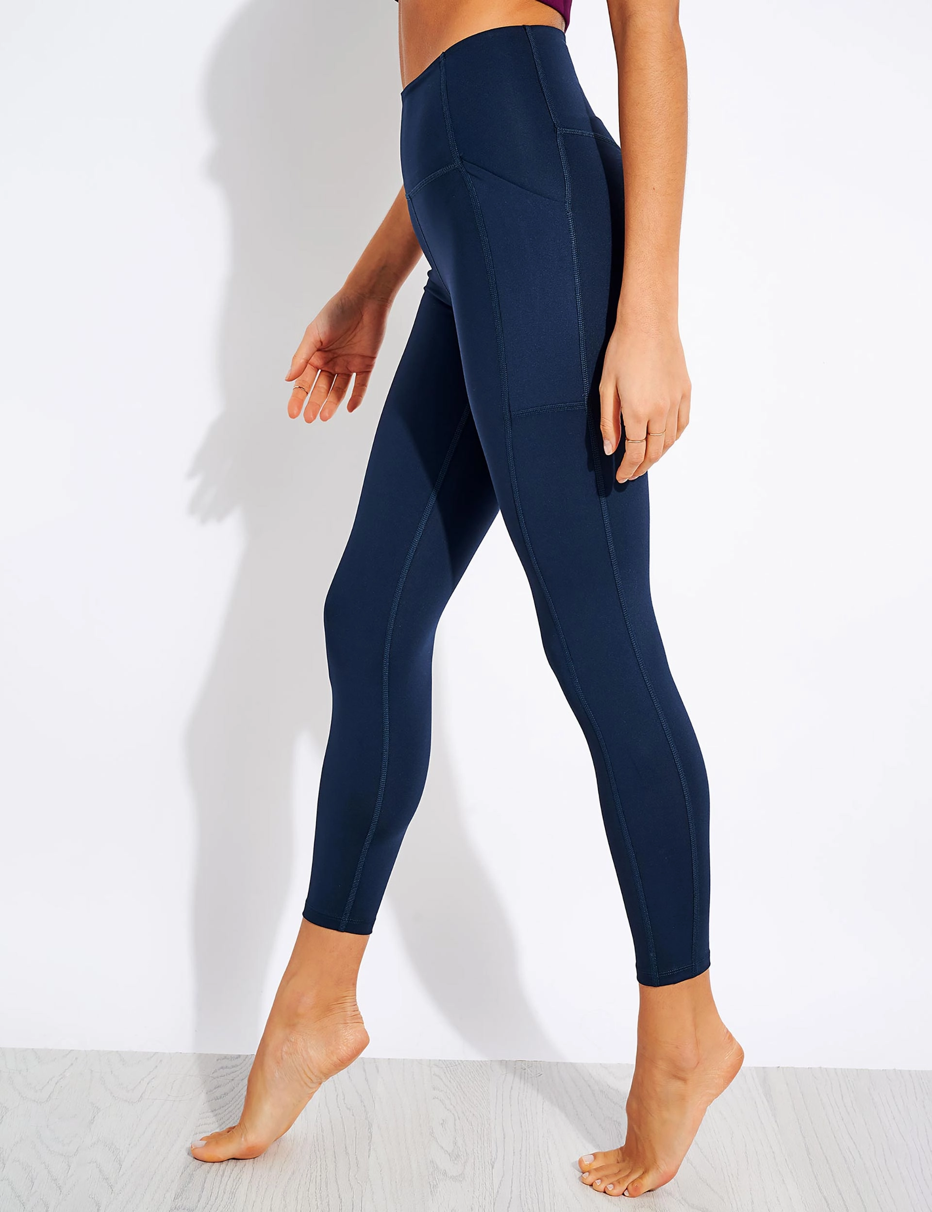 Squat Proof Lounge Outfit High Waisted 7/8 Pocket Legging - Midnight