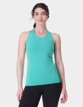 Athlete Seamless Gym Vest - Seaspray Ripple Blue Marl quick dry