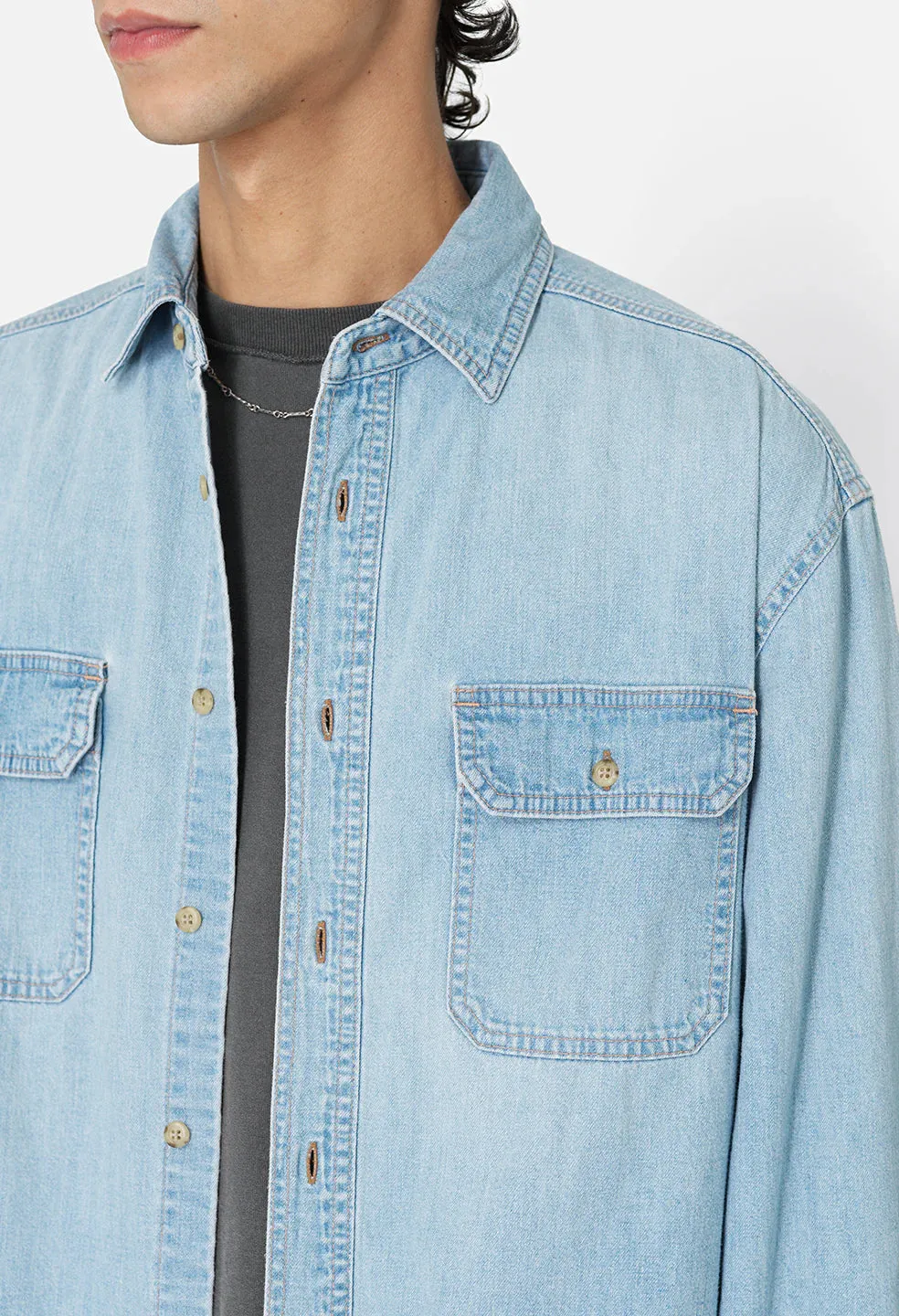 PRINCETON WORK SHIRT - WASHED INDIGO Sustainable Base