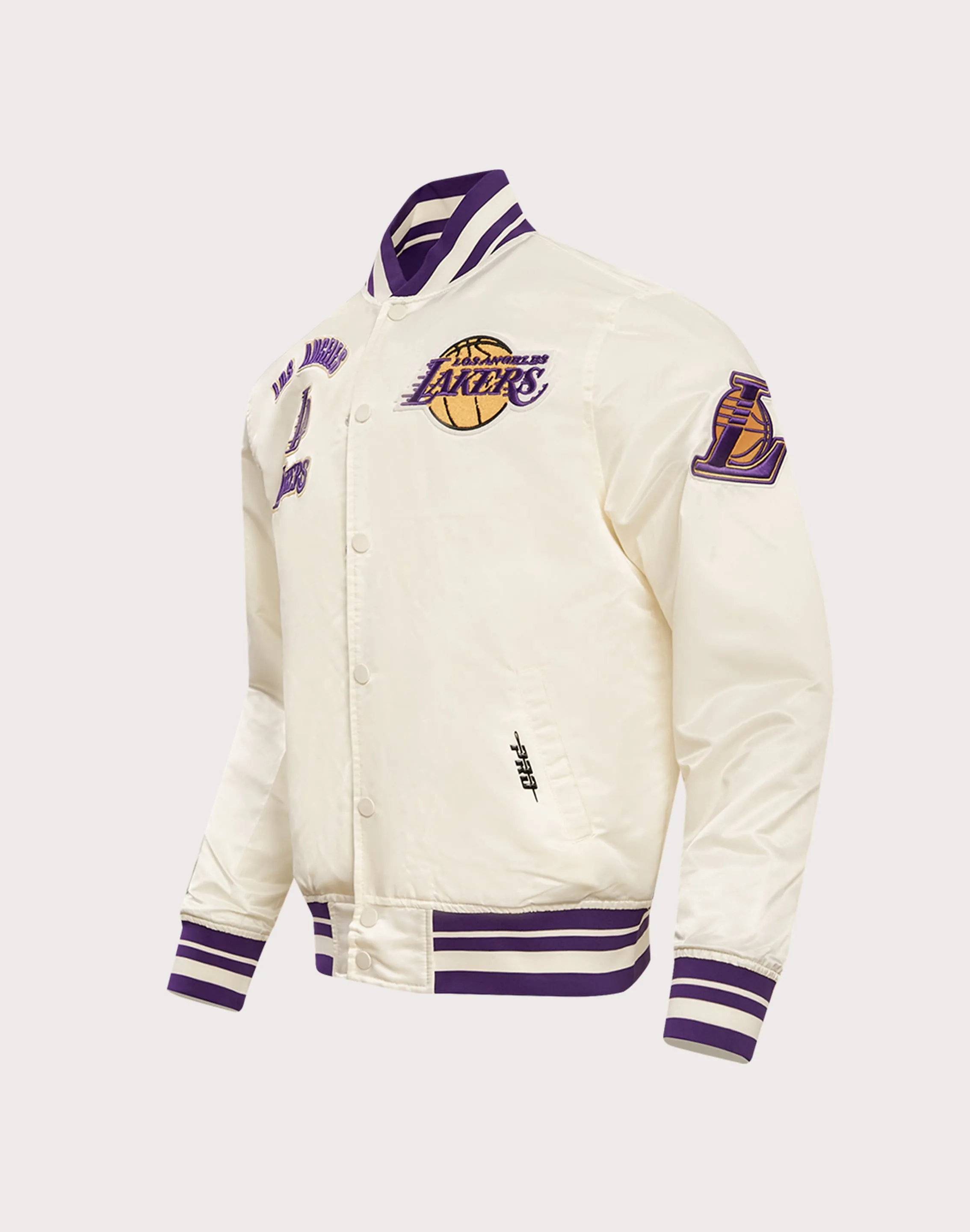 Pro Standard NBA Los Angeles Lakers Retro Classic Rib Satin Jacket Functional Fit StaticFree Lining