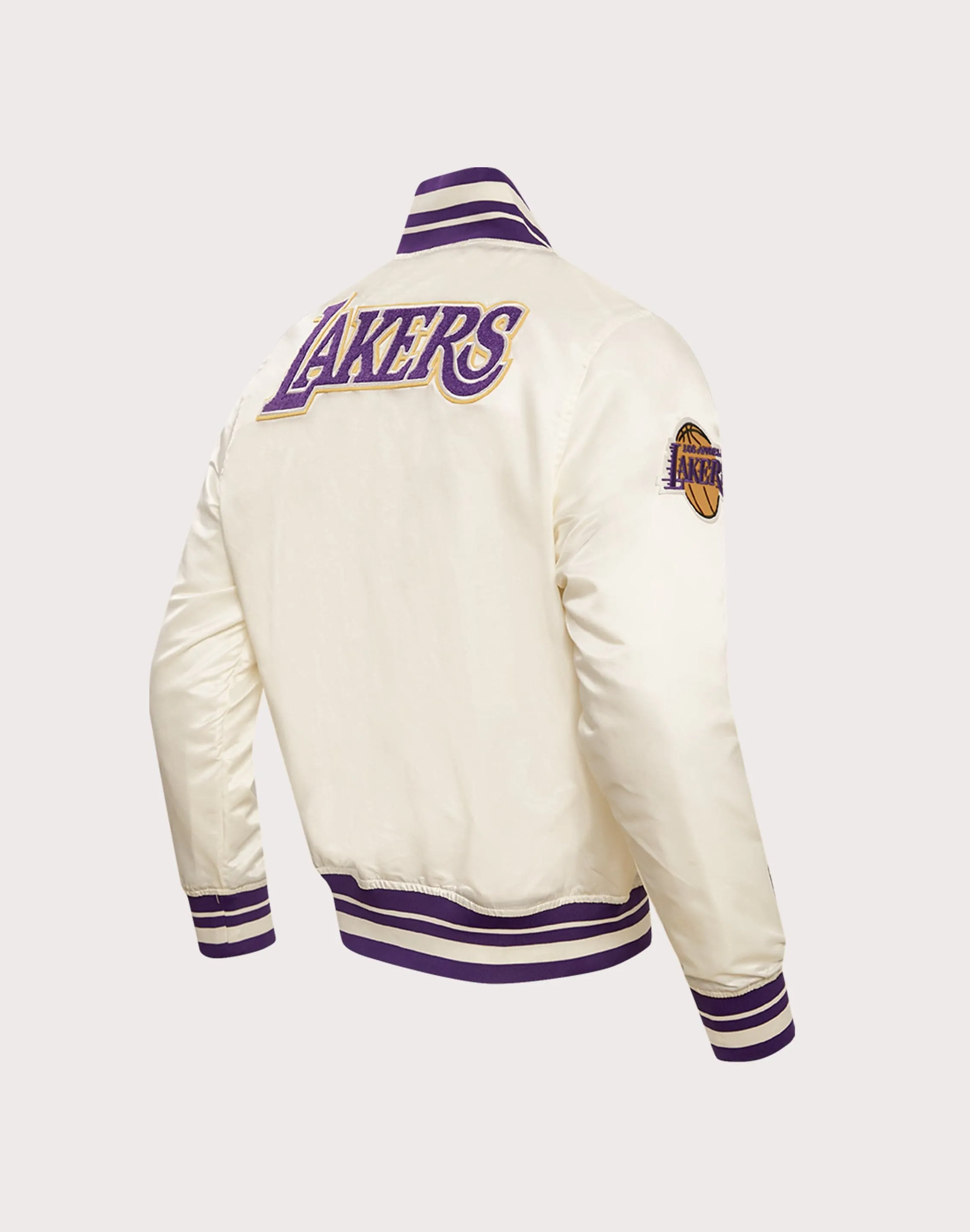 Pro Standard NBA Los Angeles Lakers Retro Classic Rib Satin Jacket EcoFriendlyMaterial ShapeRetentionCloth