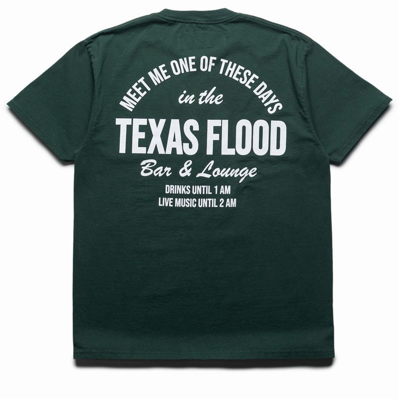 Tapered Legs Soft One Of These Days Texas Flood Tee - Washed Forest Green