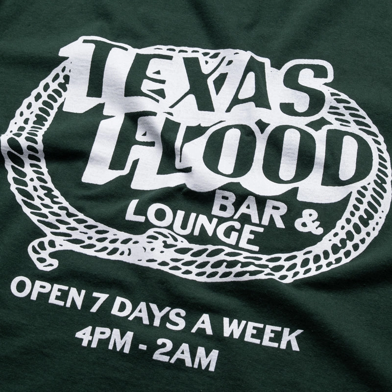 Seamless Side Panels Trendy Silhouette One Of These Days Texas Flood Tee - Washed Forest Green