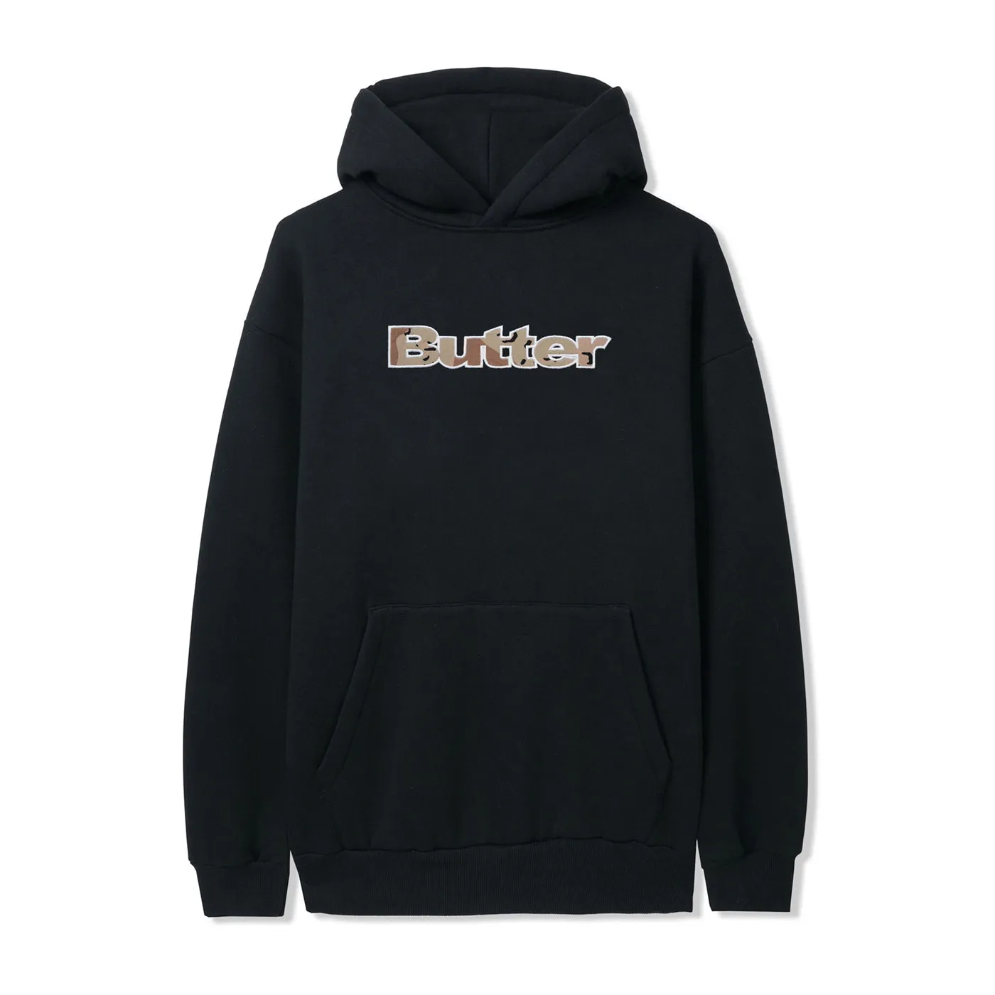 Butter Goods Camo Appliqu?? Pullover Hoodie - Black High-Quality Fabric Travel Wear