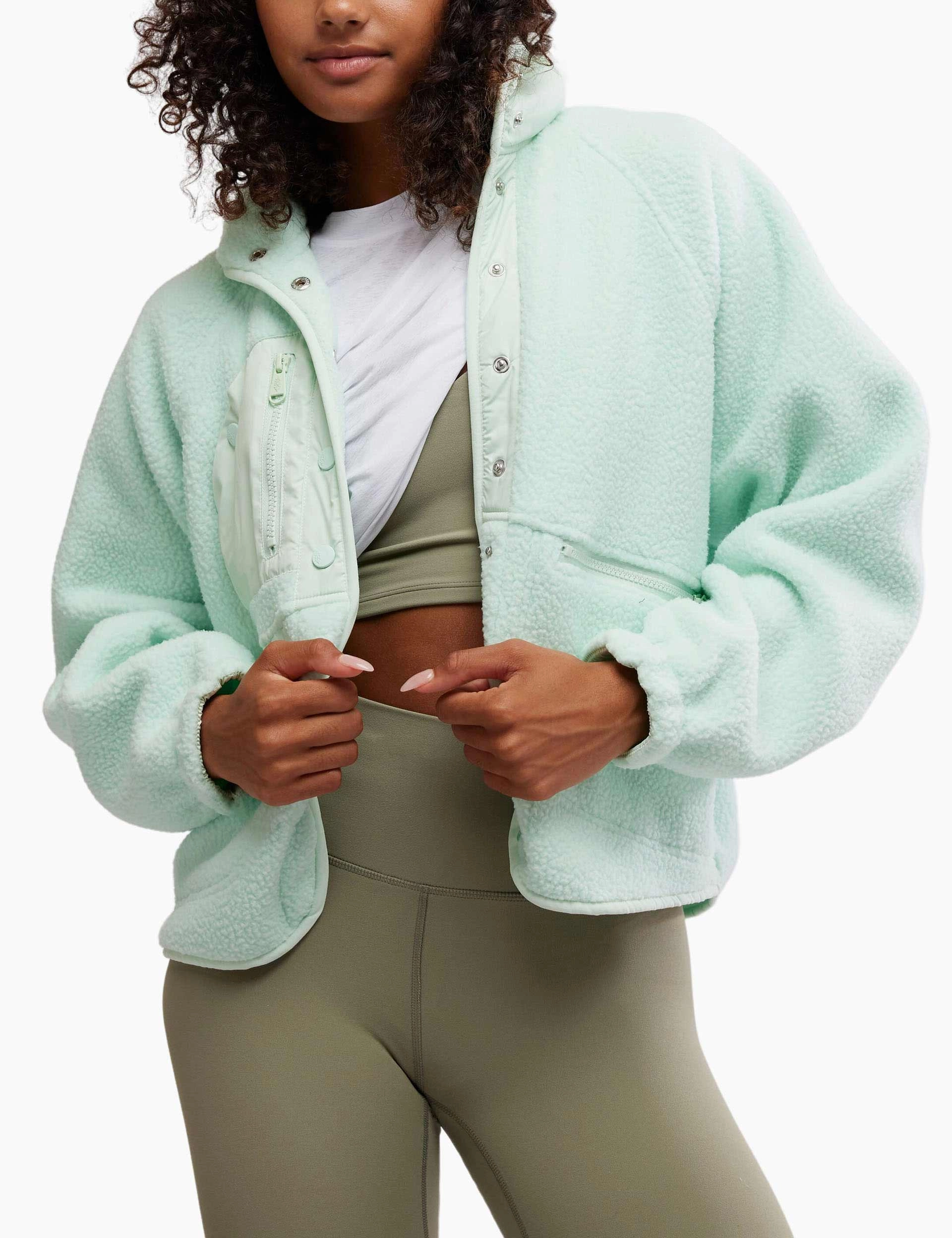 Hit The Slopes Fleece Jacket - Pistachio Low Bulk High Warmth Drop Tail Hem