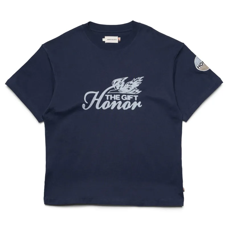solo travel Stretchable Side Vents Honor The Gift Auto Club Box Tee - Navy