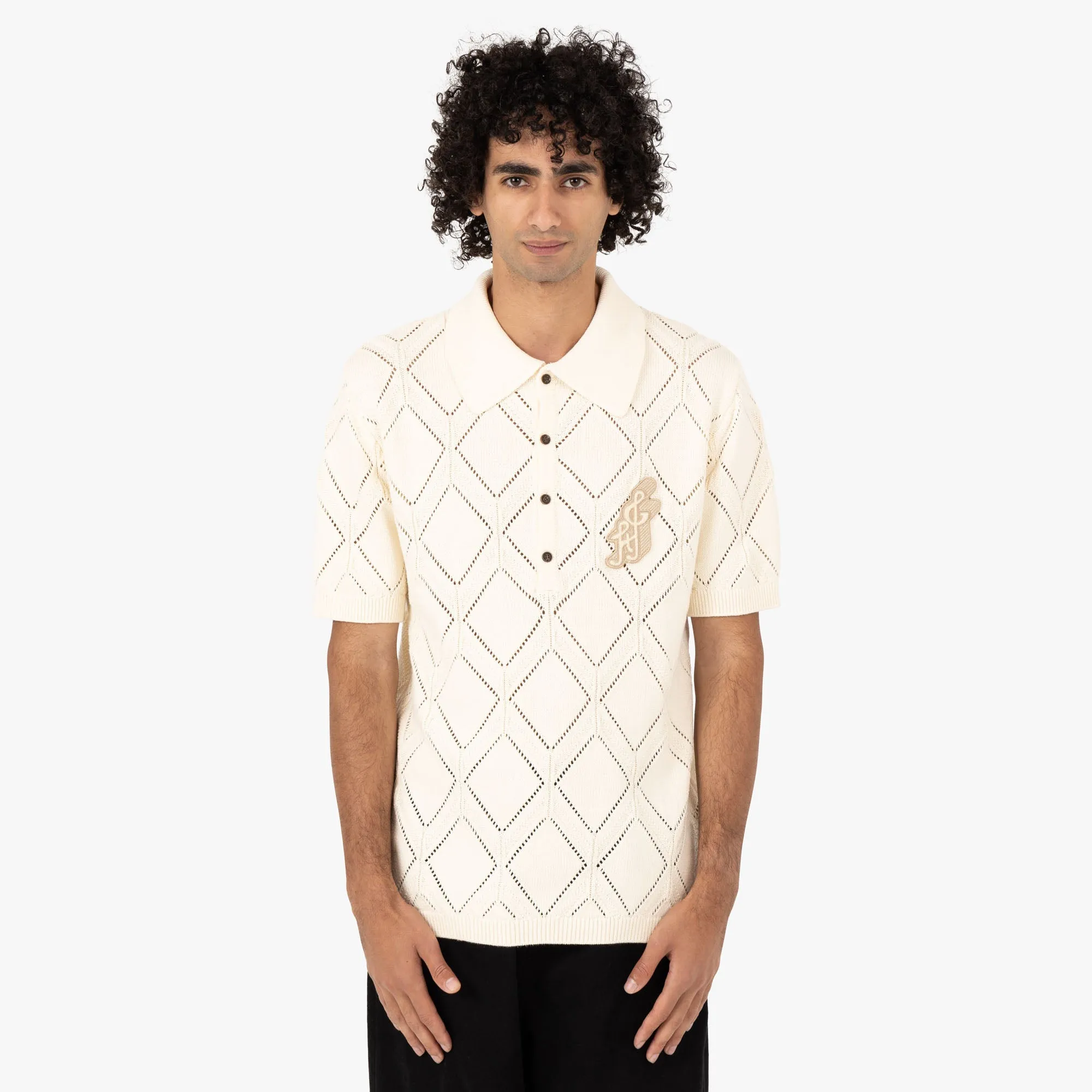 Warm Insulation Tagless label Honor the Gift Diamond Knit Polo / Cream