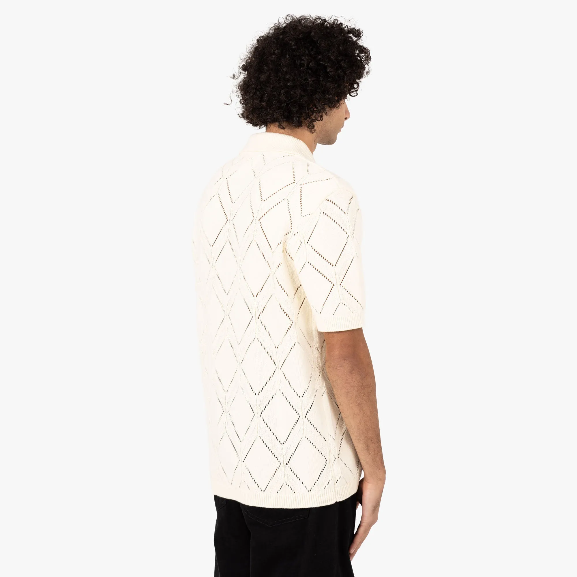 Honor the Gift Diamond Knit Polo / Cream fade resistant color