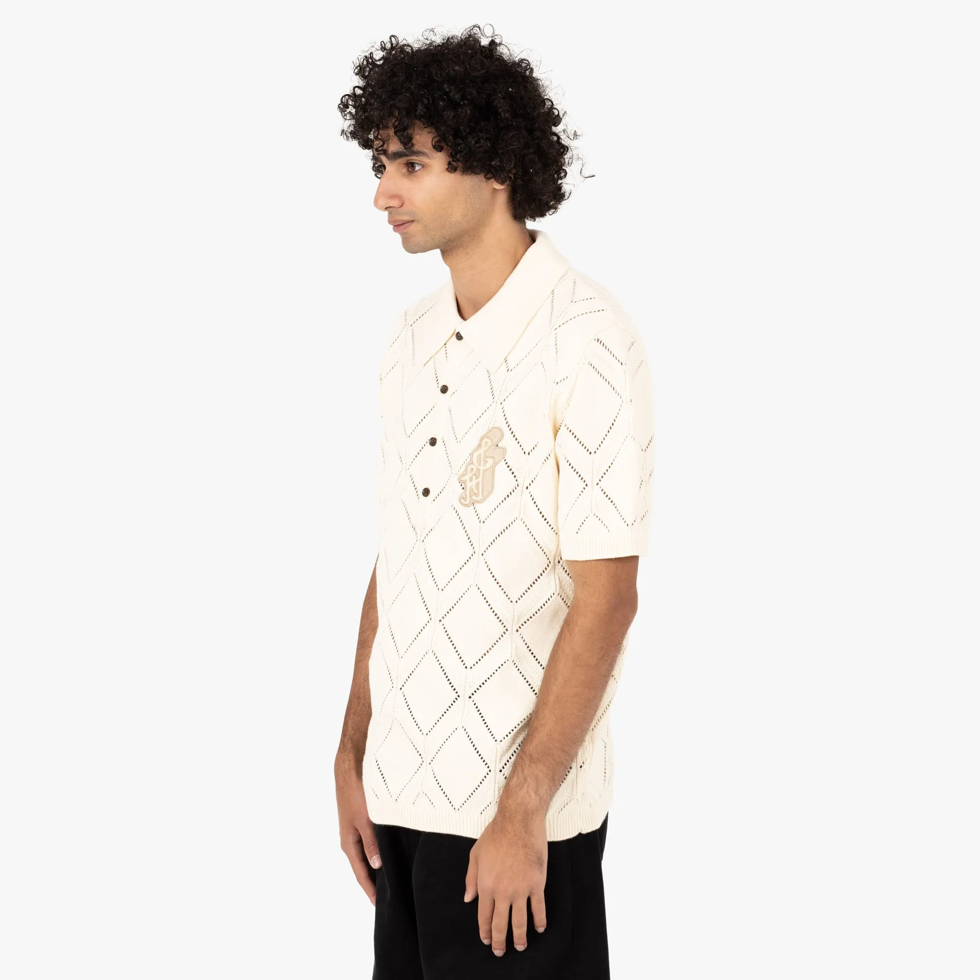 Honor the Gift Diamond Knit Polo / Cream Anti Pill Treatment Seasonal Collection