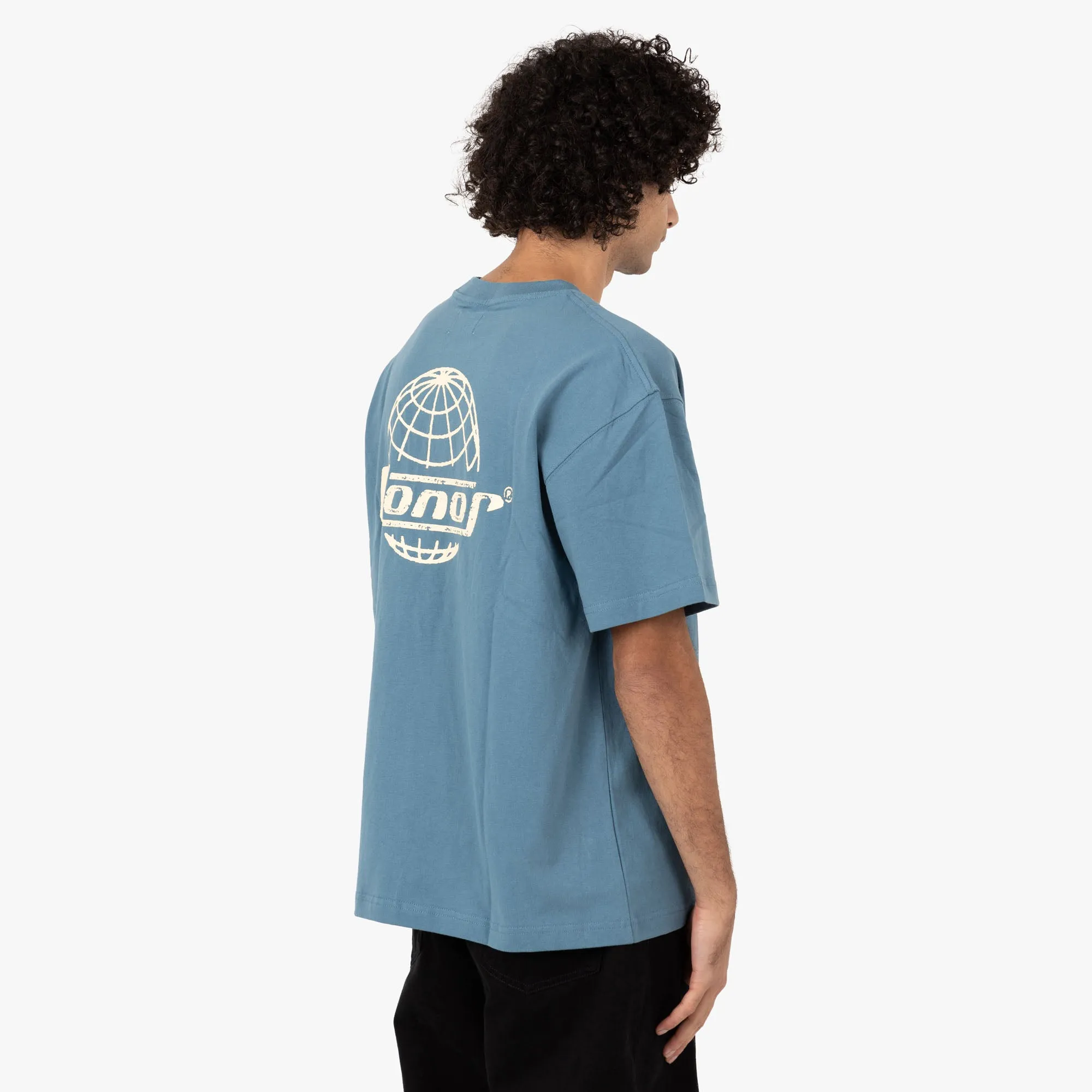 daytime event abstract hem Honor The Gift Globe Logo T-shirt / Blue