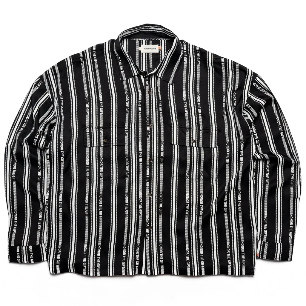 Embellished Neckline Honor The Gift Honor Stripe Button Up - Black