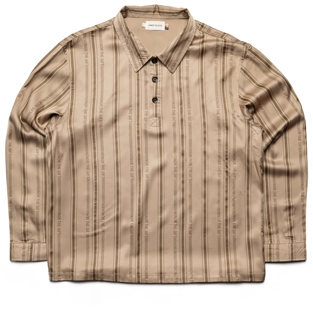 Honor The Gift Honor Stripe L/S Henley - Tan Contemporary Look