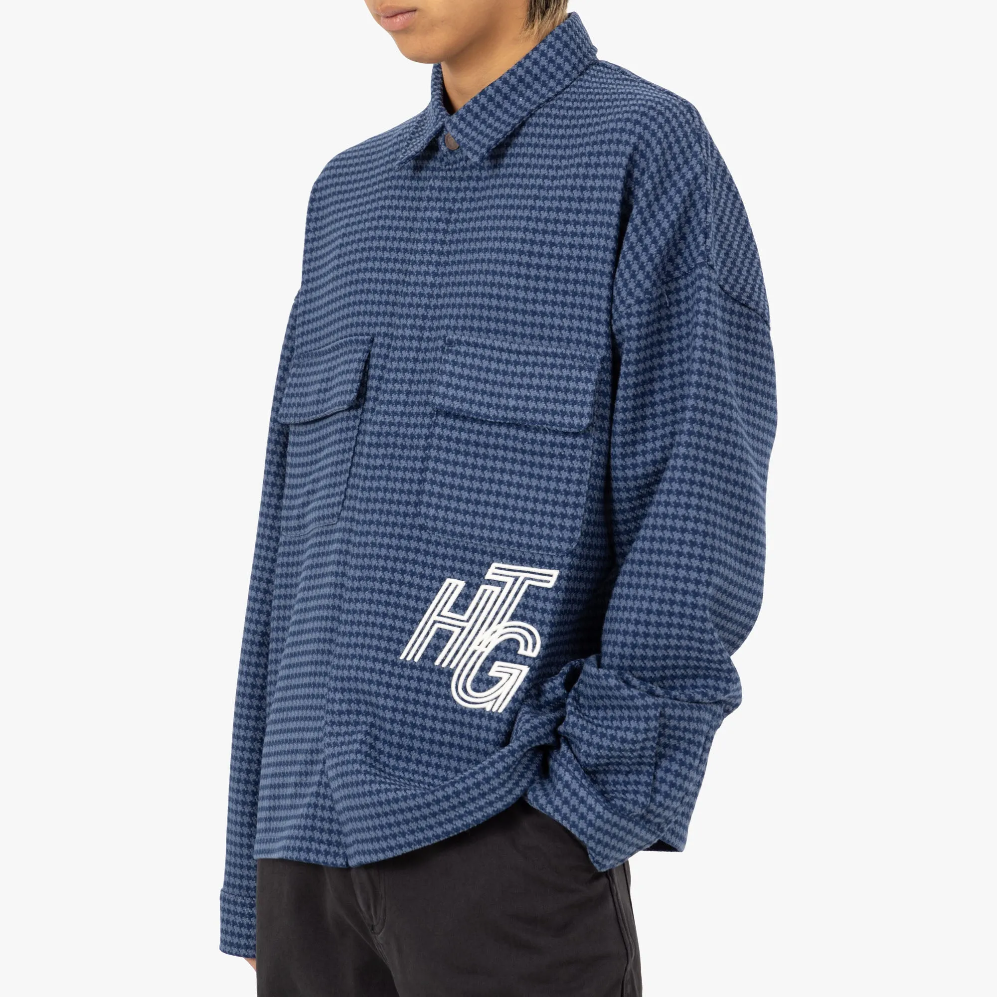 Honor The Gift Houndstooth Shirt / Navy Waffle Weave