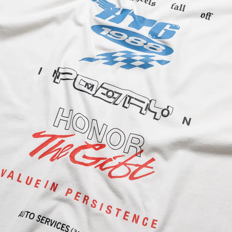 Honor The Gift Persistence Race Tee - White conference venue Above knee