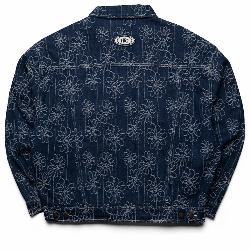Temperature Regulating Fabric Quilted Inner Layer Honor The Gift Flower Jacquard Jacket - Indigo