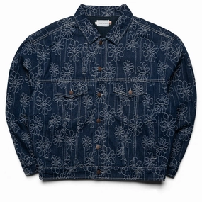 Criticism Honor The Gift Flower Jacquard Jacket - Indigo