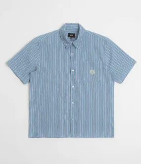 HUF Apollo Striped Short Sleeve Shirt - Pool Blue Hiking Gear Chic Ensemble