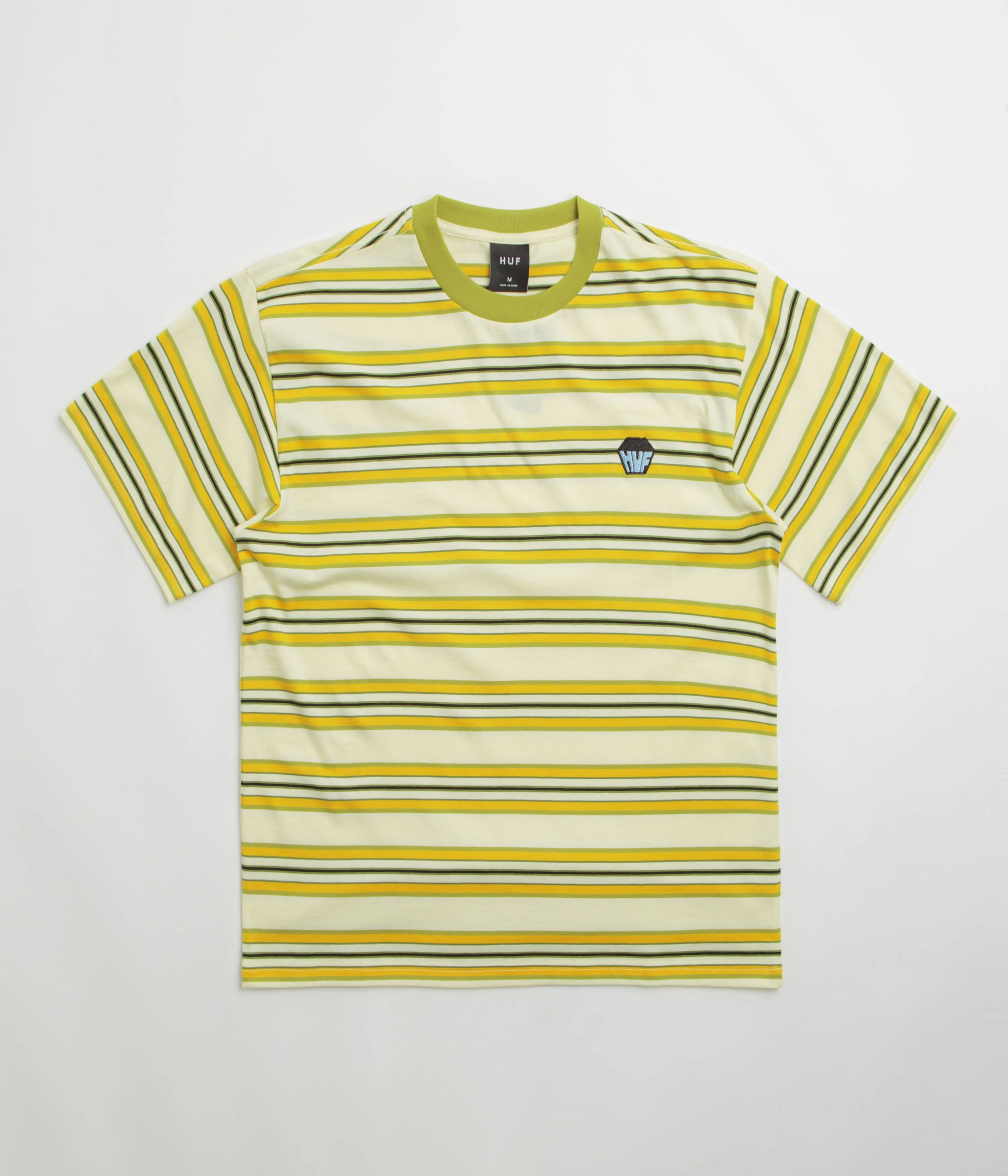HUF Big Block Stripe T-Shirt - Pale Yellow Seasonal Fashion Frayed hem