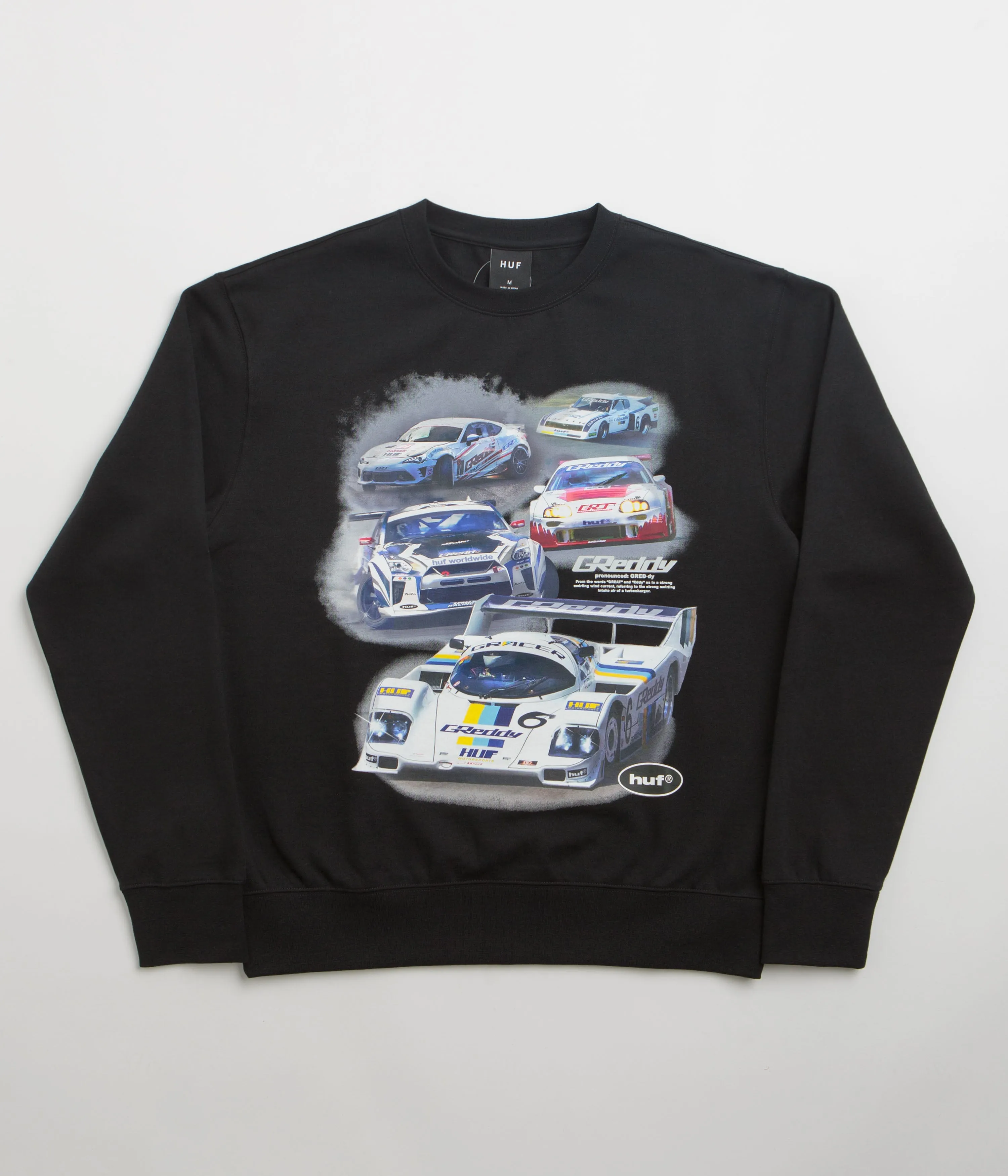 HUF Greddy Showcase Crewneck Sweatshirt - Black right for outdoor activities