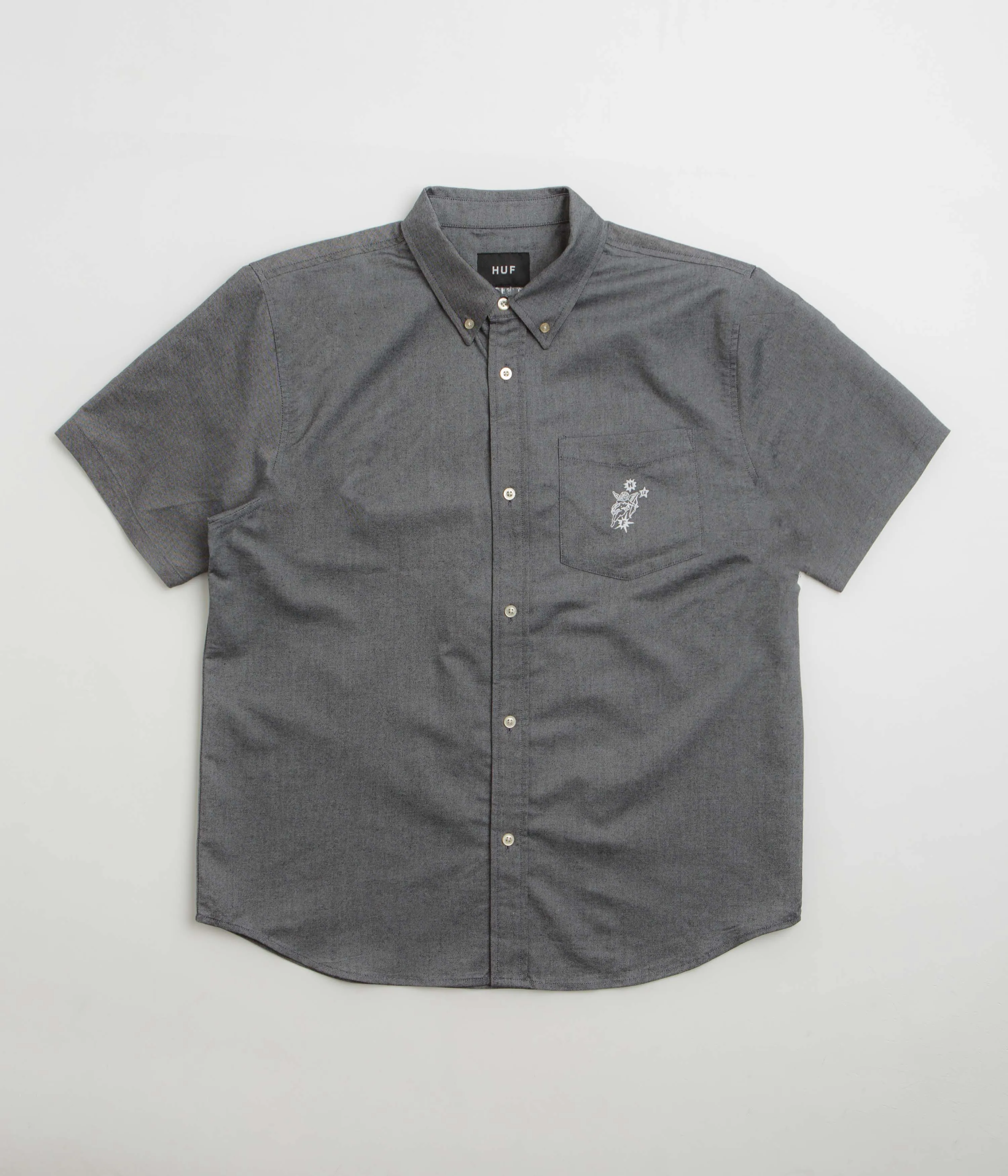 HUF Icarus Short Sleeve Oxford Shirt - Washed Black Work From Home