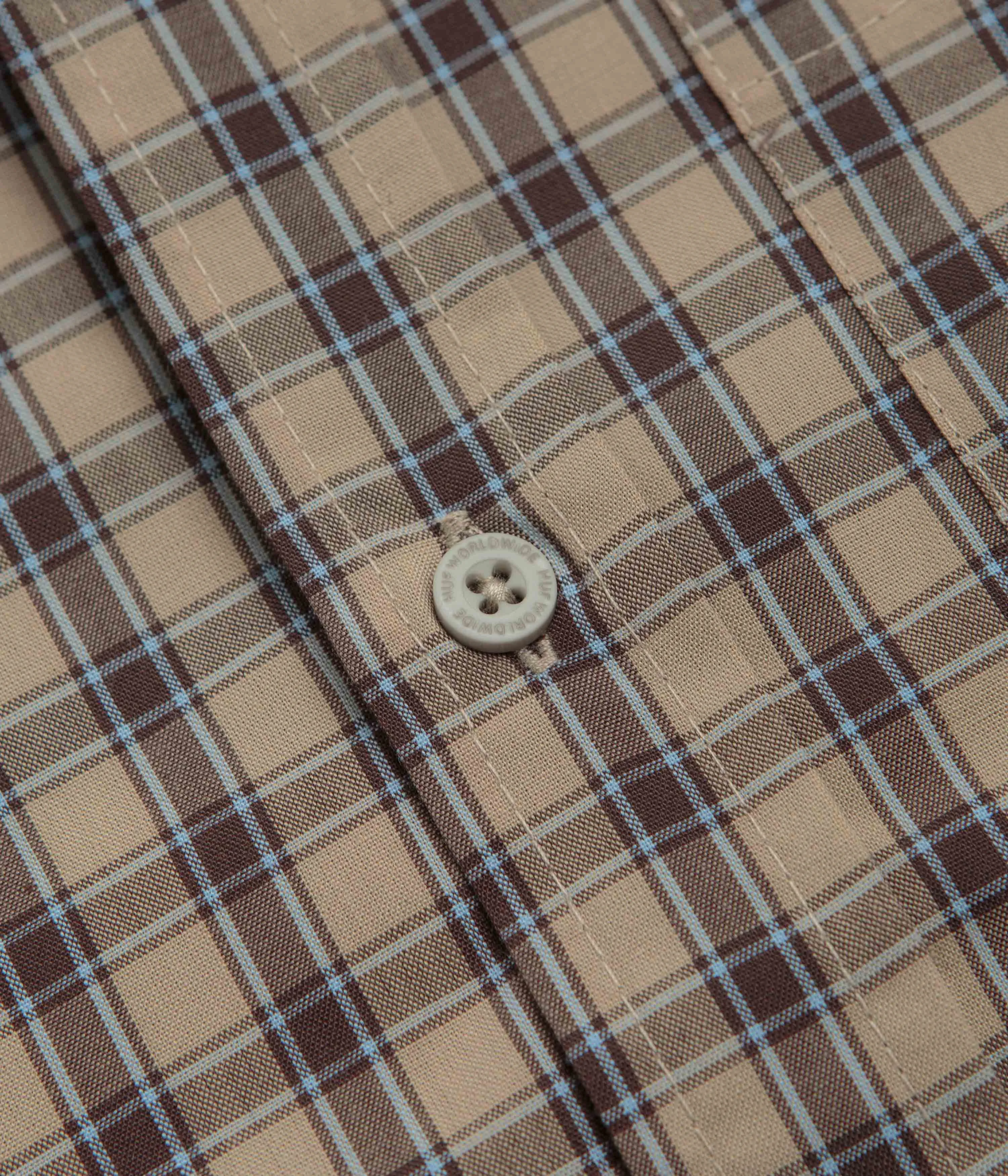 HUF Stretch Micro Plaid Short Sleeve Shirt - Clay Holiday Travel Work From Home
