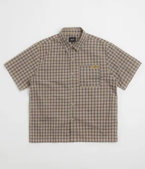 Brushed Inner Lining HUF Stretch Micro Plaid Short Sleeve Shirt - Clay