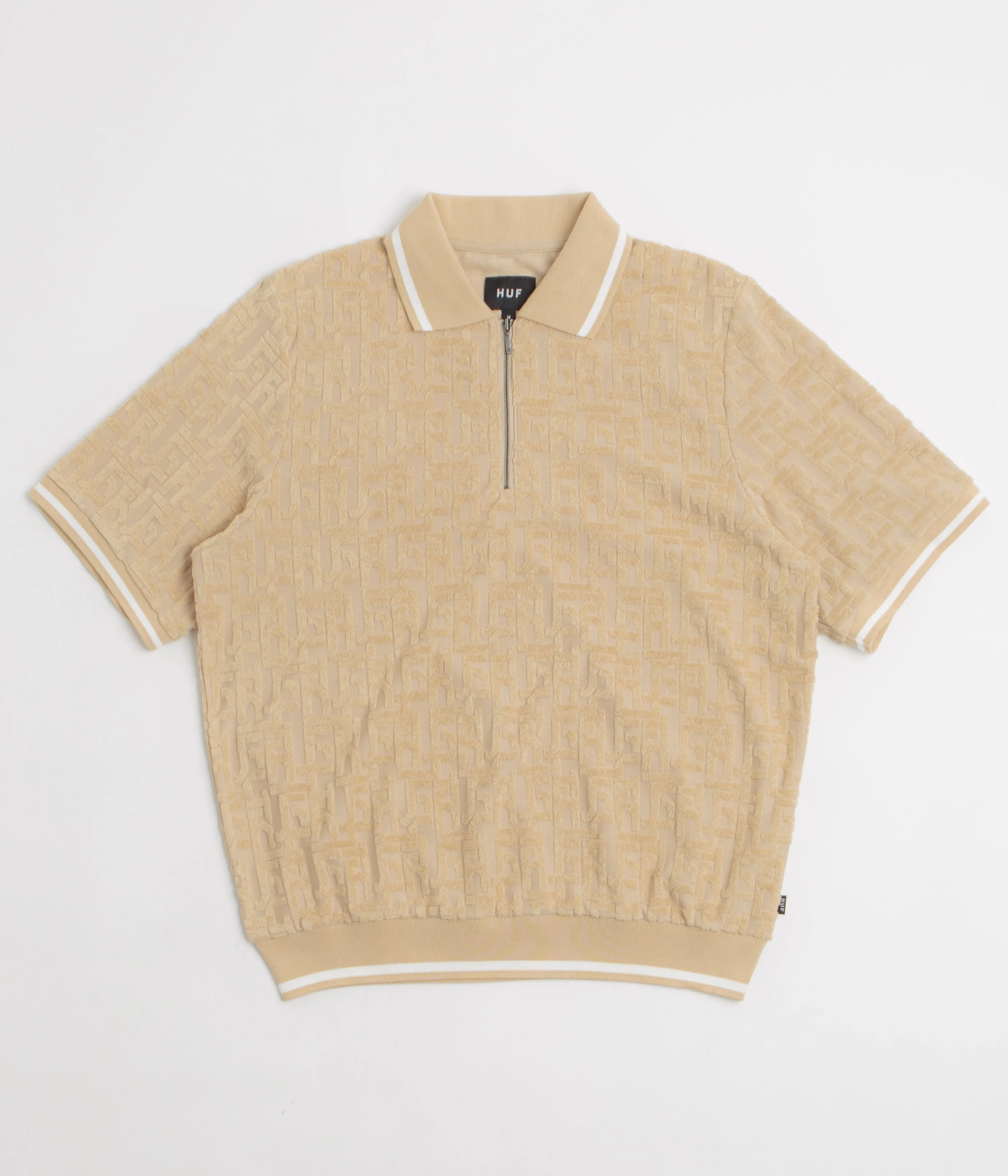 Odor Resistant HUF Tether Jacquard 1/4 Zip Polo Shirt - Twill