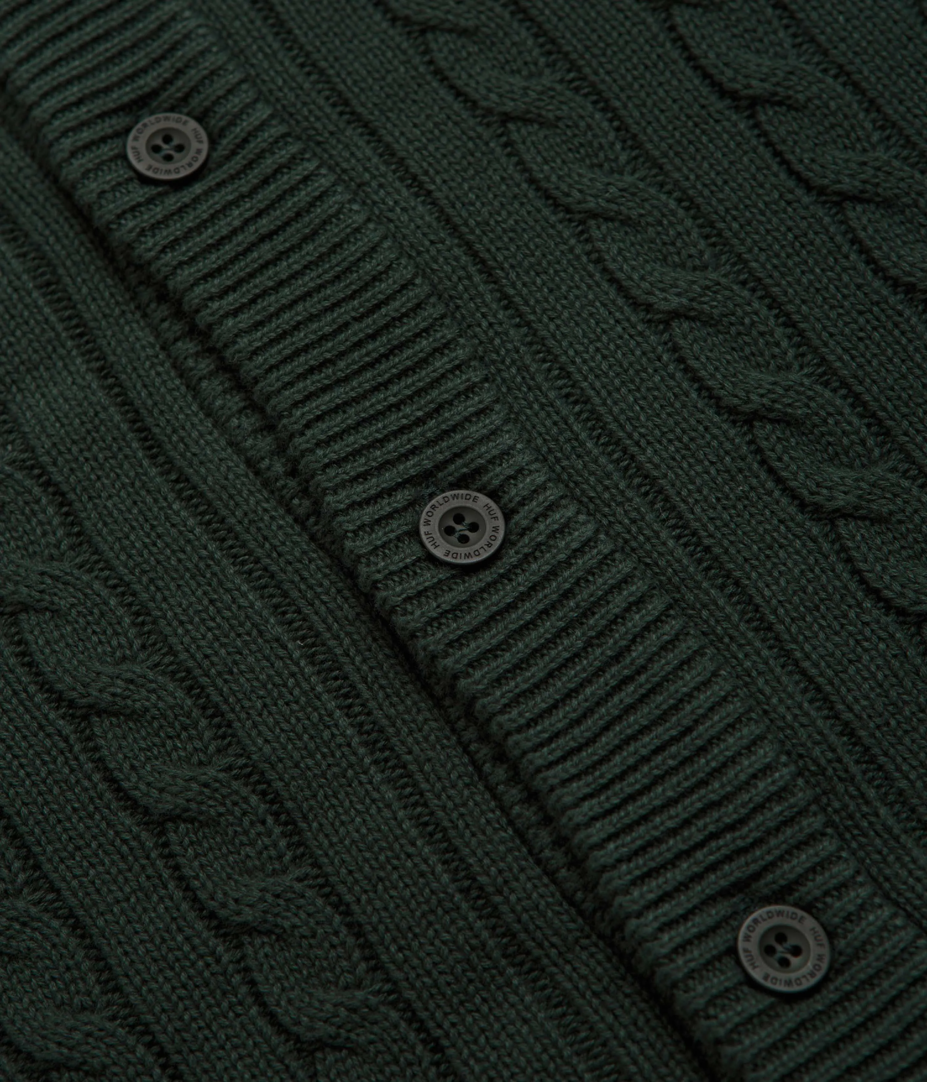 Thin pearl accents HUF TT Jacquard Cardigan - Hunter Green