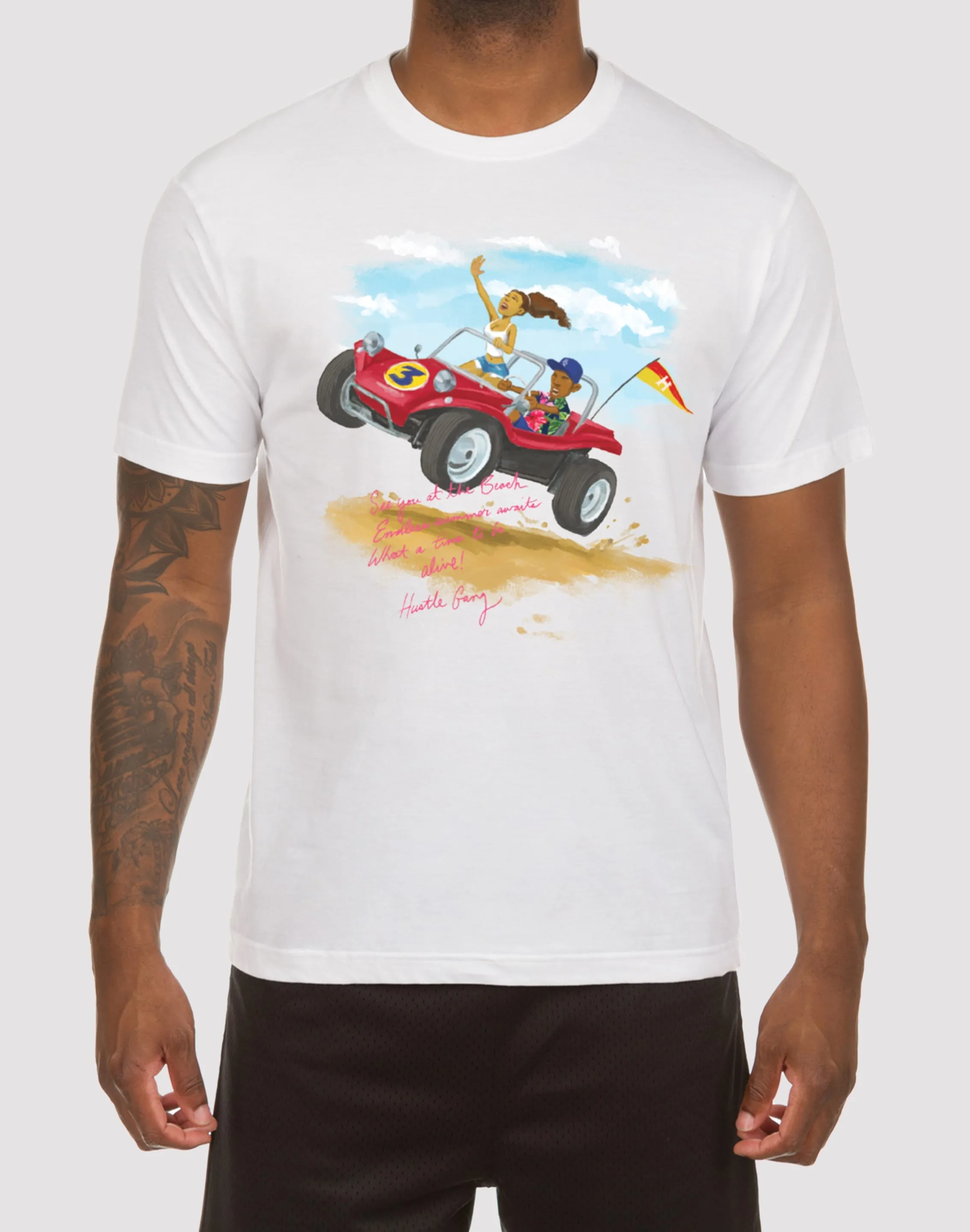 Shine Fit MoistureWicking Hustle Gang Air Time White Tee