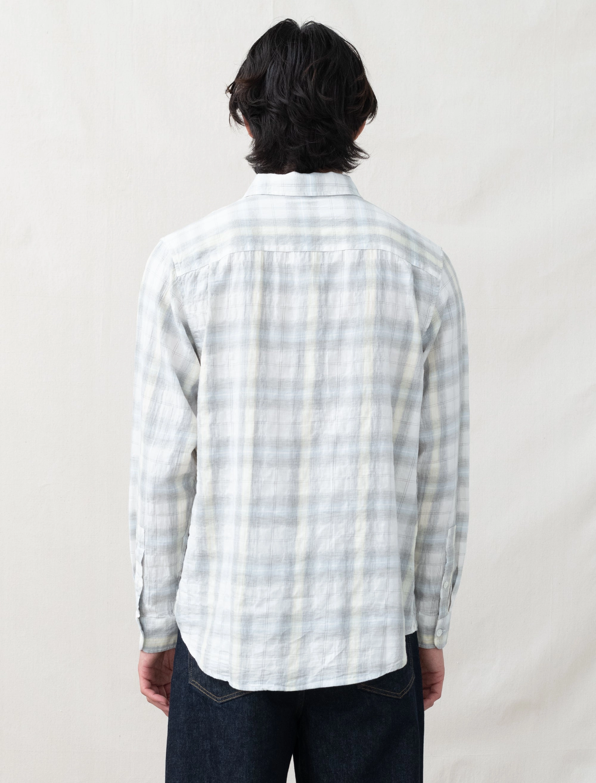 MicrofiberBlend Beach Plaid Shirt (Off-White)
