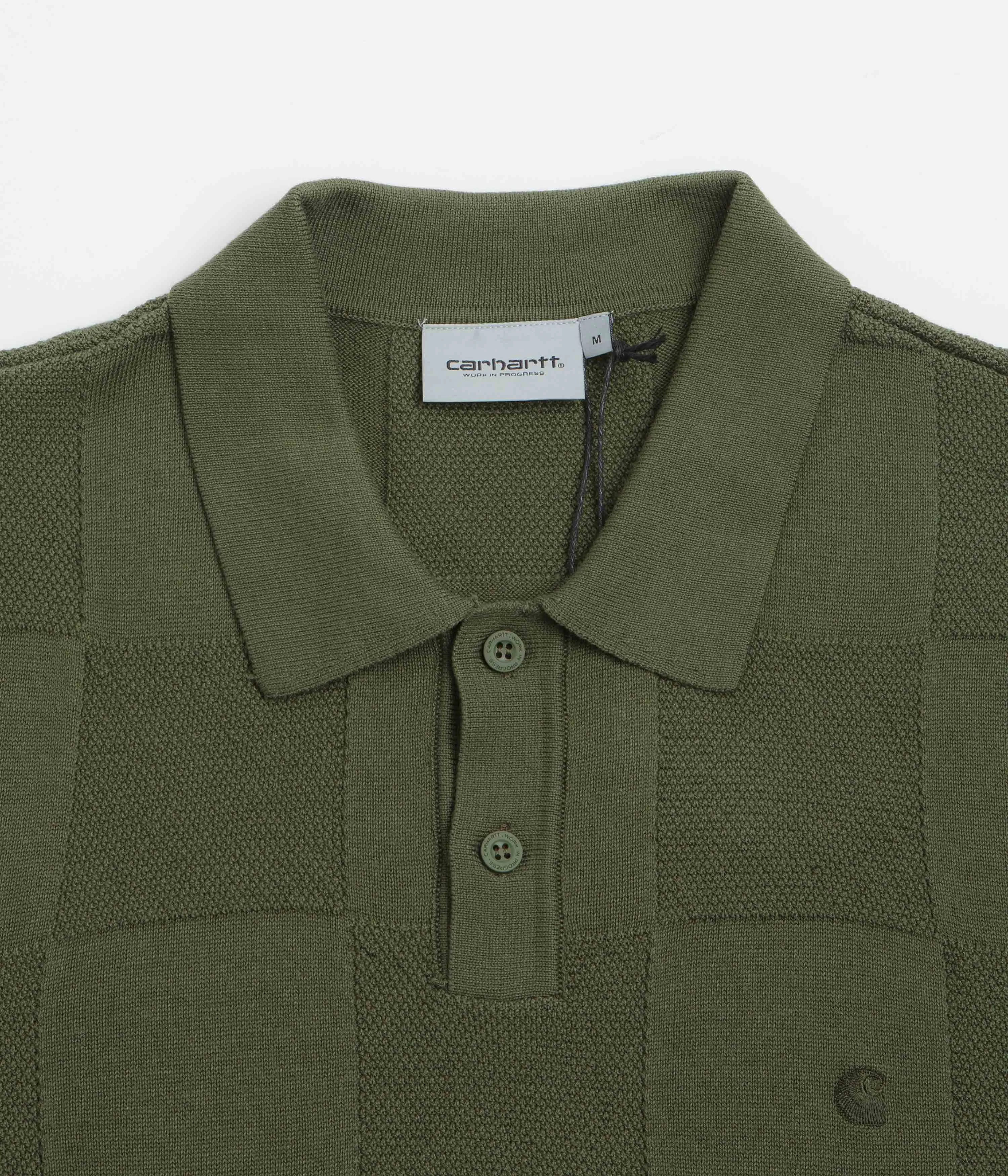 Regular Fit Carhartt Checker Polo Shirt - Dollar Green