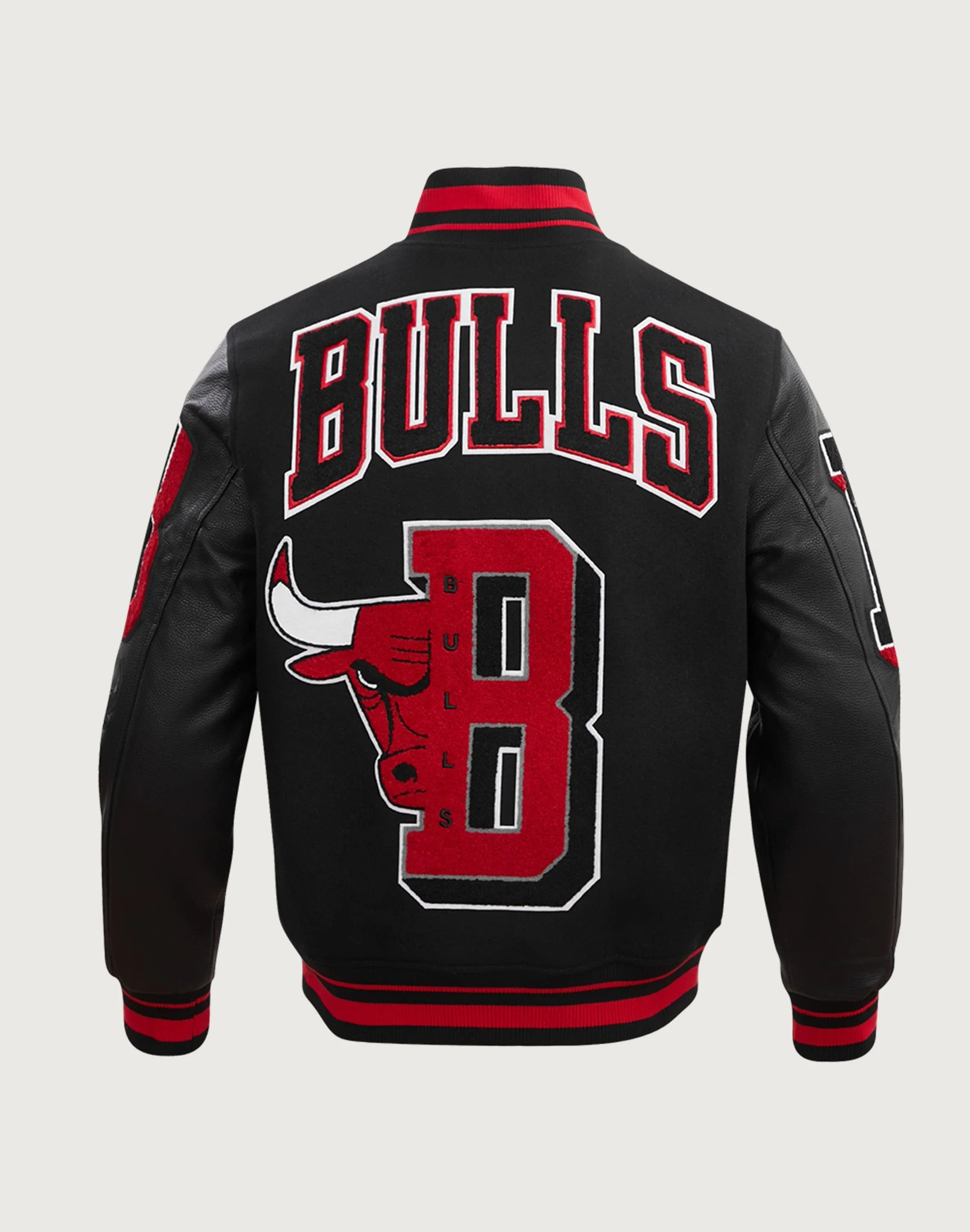 Pro Standard NBA Chicago Bulls Mashup Rib Wool Varsity Jacket Open Glow FourWayStretchClothing