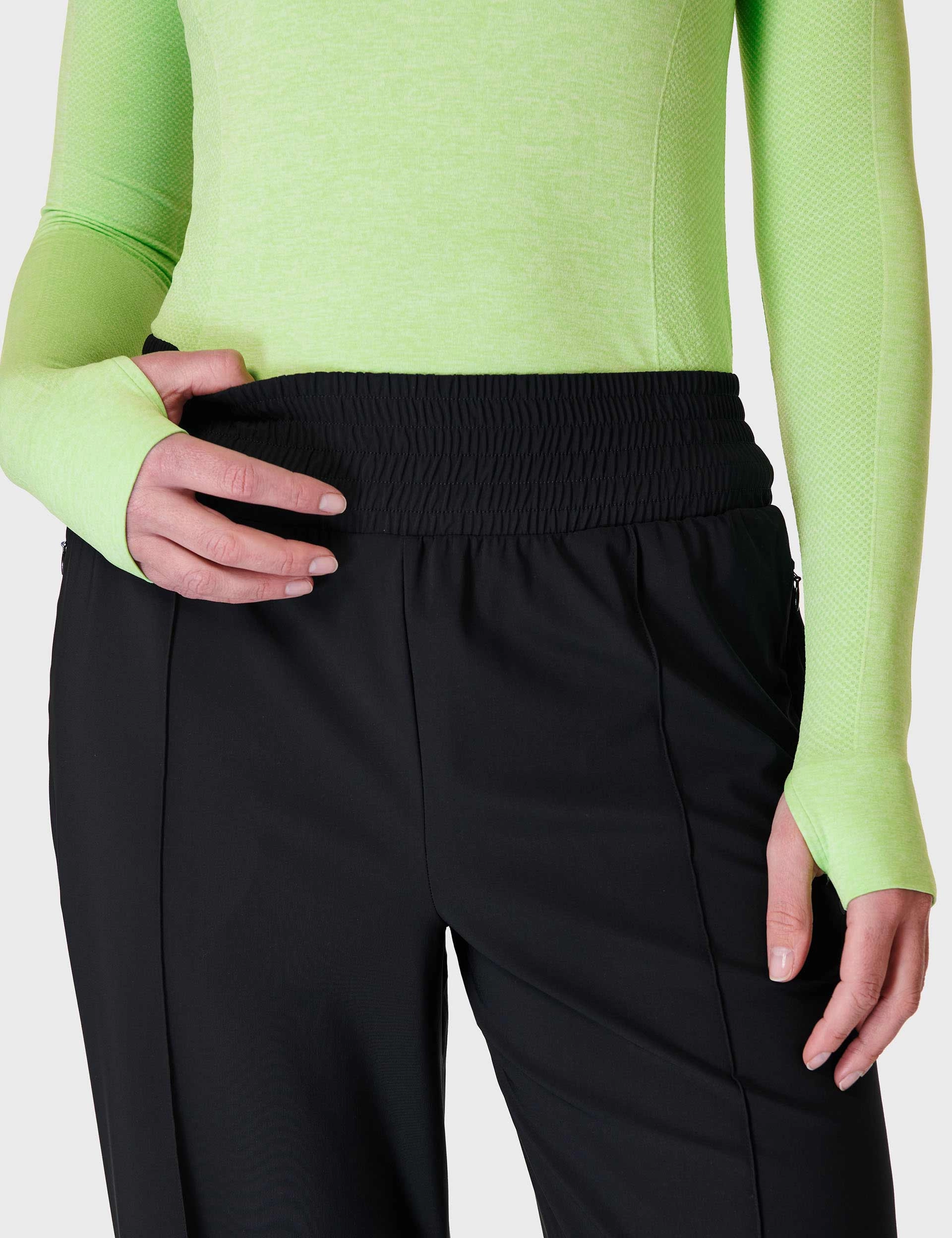 Non Slip Inner Lining Laser Cut Vents Explorer Wide Leg Track Trousers - Black