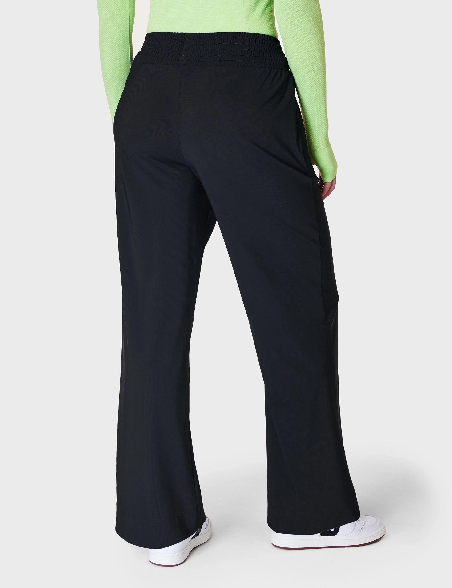 Explorer Wide Leg Track Trousers - Black Breathable Fit Anti Sag Fabric Blend