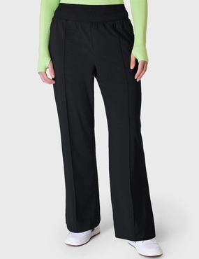 Elastic Free Fit Flatlock Seams Explorer Wide Leg Track Trousers - Black