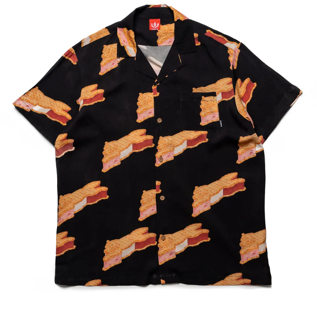Ice Cream Base Woven Shirt - Black Low Profile Pocket Design Wardrobe Staple