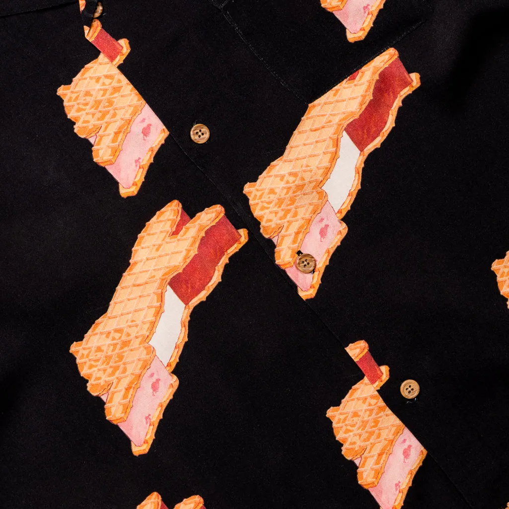 Ice Cream Base Woven Shirt - Black Subtle Print Flexible Mobility