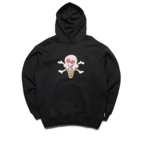 Slim Fit Contour Stretch Blend Fabric Ice Cream Cones Hoodie - Black