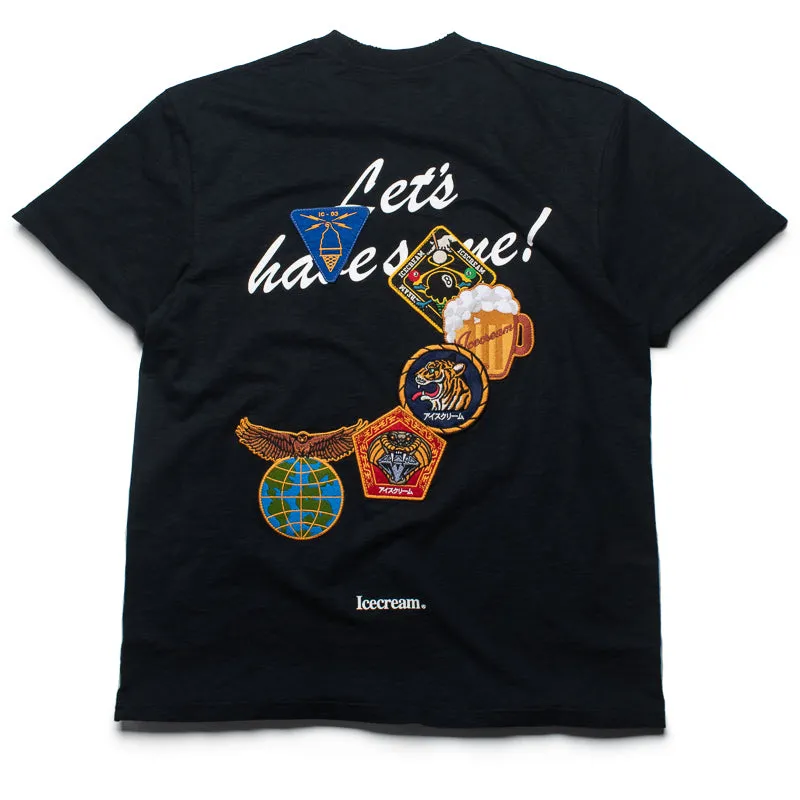 Ice Cream Patches Knit Tee - Black eyelet