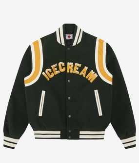 UV Protective Layer ContouredShoulderFit Ice Cream Drippy Varsity Jacket