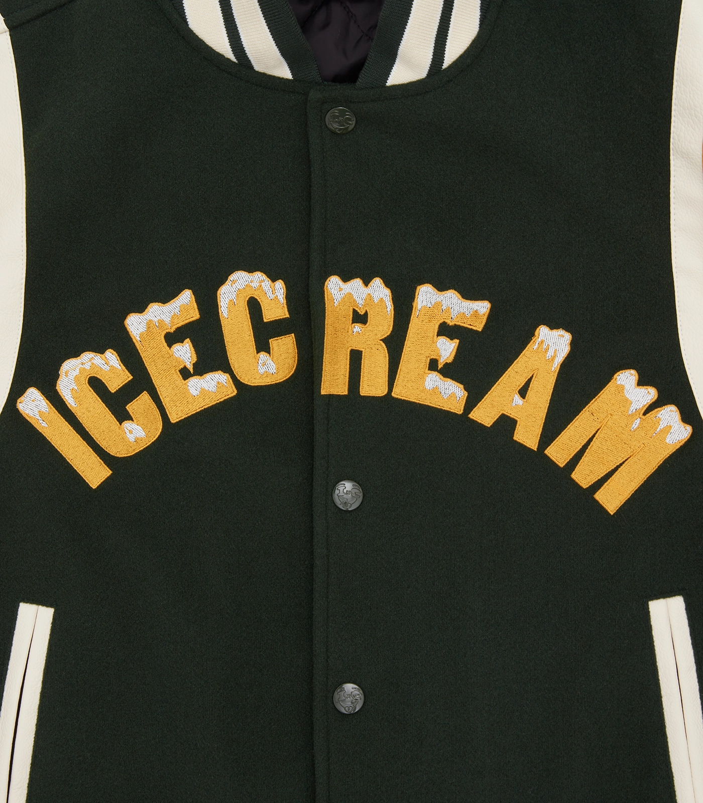 Ice Cream Drippy Varsity Jacket Modular Attachment Loops Wrinkle Free Exterior