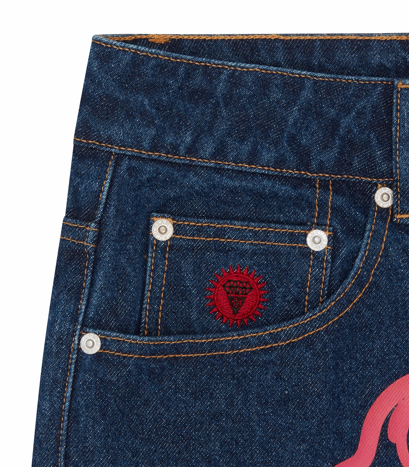 Elastic waist Ice Cream Running Dog Denim Pant
