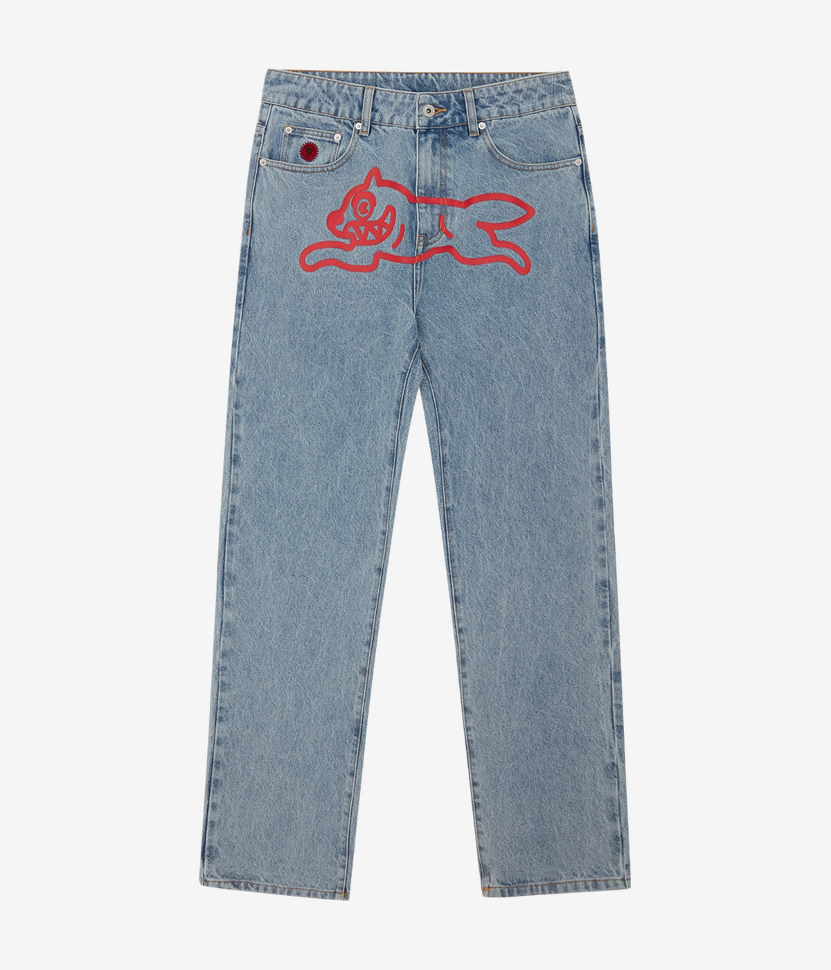 Convertible legs FlexibleKnees Ice Cream Running Dog Denim Pant