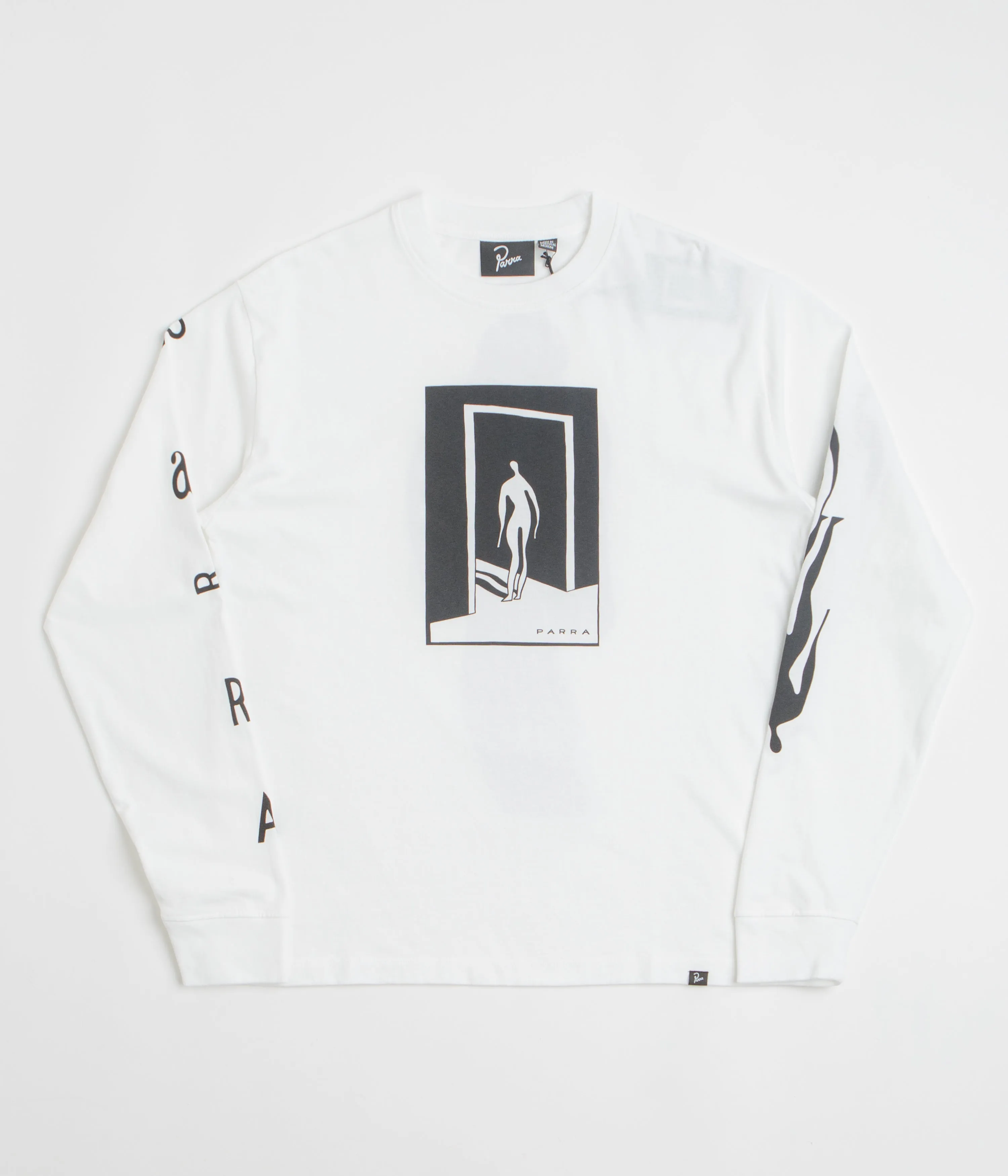 by Parra The Hotel Long Sleeve T-Shirt - White Minimalist Design Wrinkle Resistant