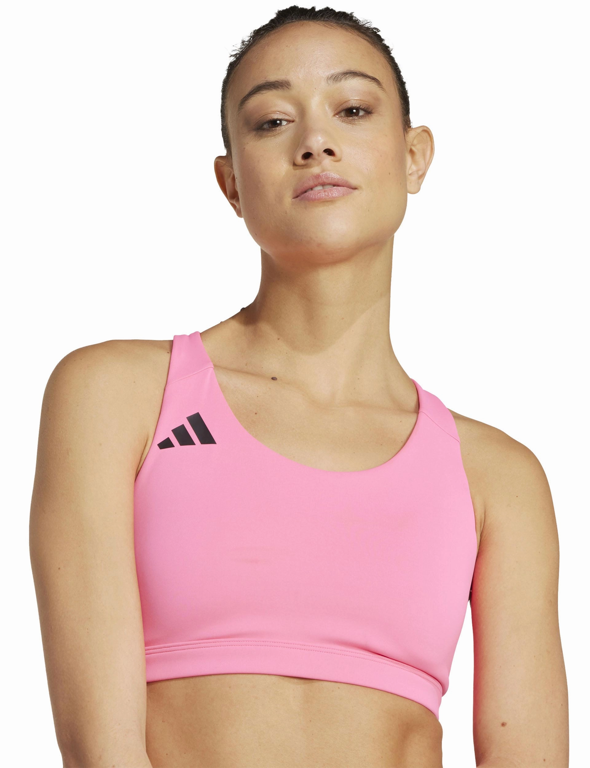 mix and match Anti-shrink Adizero Essentials Run Medium Support Bra - Lucid Pink